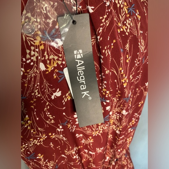 Allegra K NWT Tank Style MIDI Dress Red with Floral and Butterfly Design size S - Picture 11 of 14